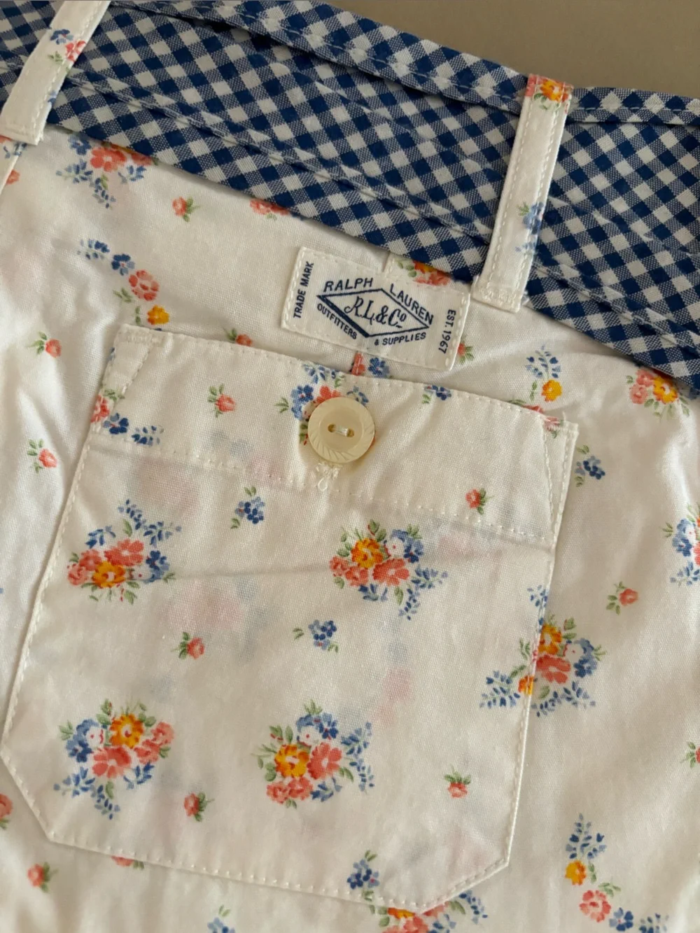 ✨New✨Ralph Lauren Floral Pleated Shortd with Blue Gingham Belt✨